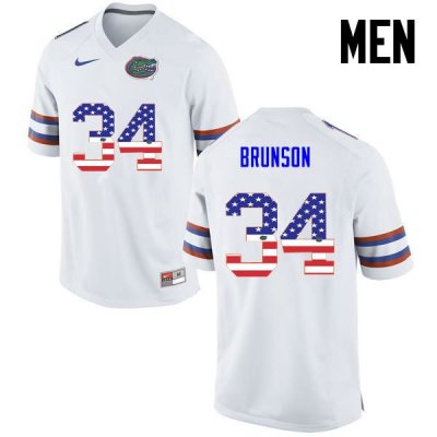 Men's Florida Gators #34 Lacedrick Brunson NCAA Nike White USA Flag Fashion Authentic Stitched College Football Jersey PLA6862VX